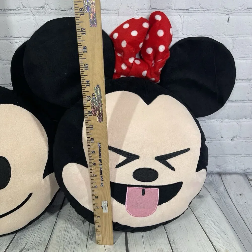 Minnie Mickey Mouse Emoji Pillow Plush Decoration Set Bedding Decor Lot Of 2